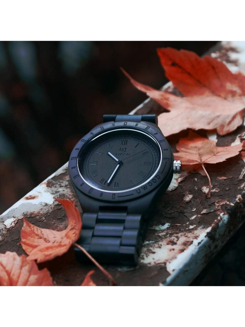 Men's Black Handmade Sandalwood Analog Quartz Vintage Unique Wrist Wooden Watch View 2
